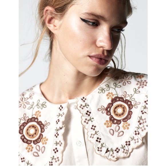 Zara embroidered poplin top - Picture 2 of 7